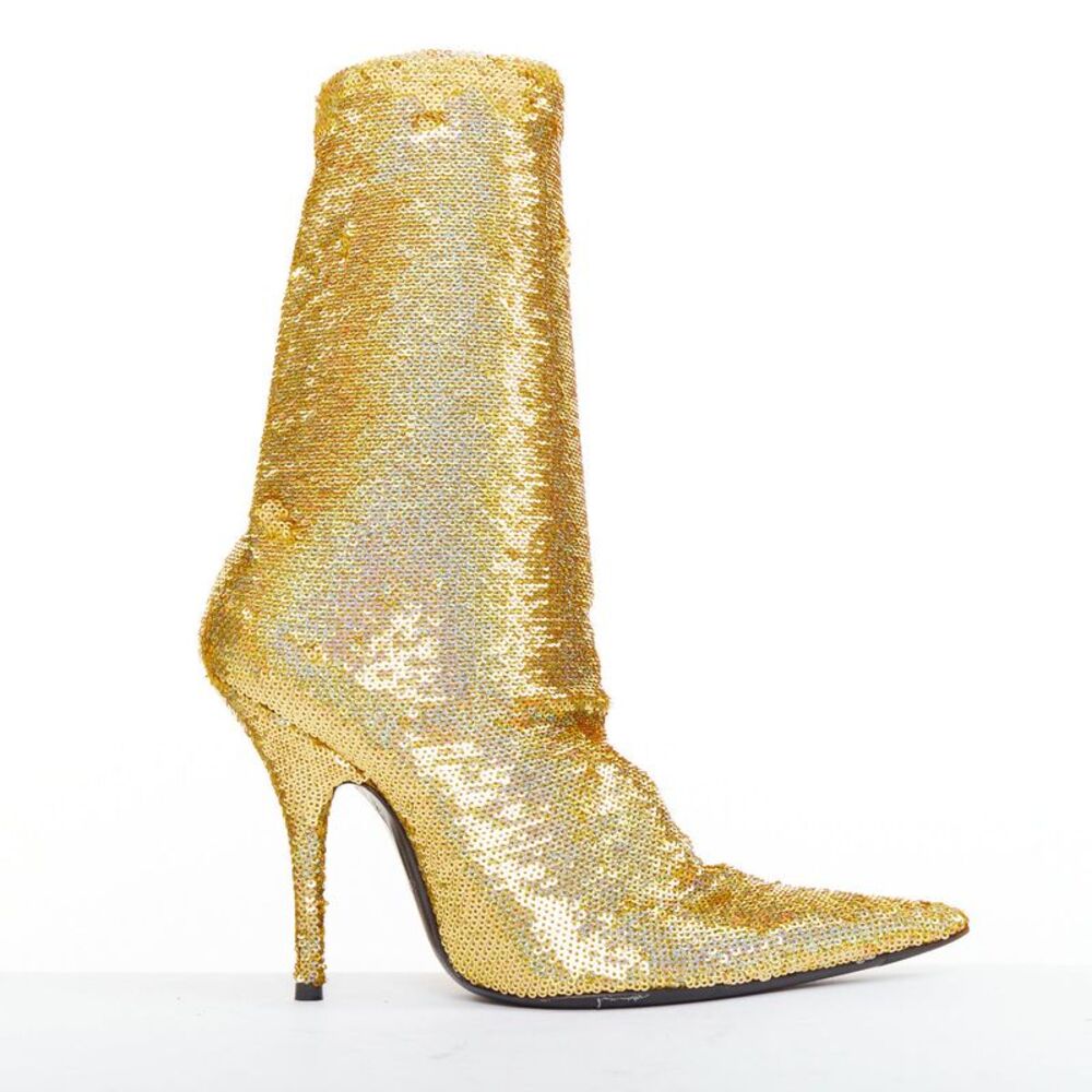Balenciaga Demna Knife sequins point toe sock boots